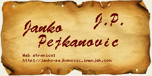 Janko Pejkanović vizit kartica